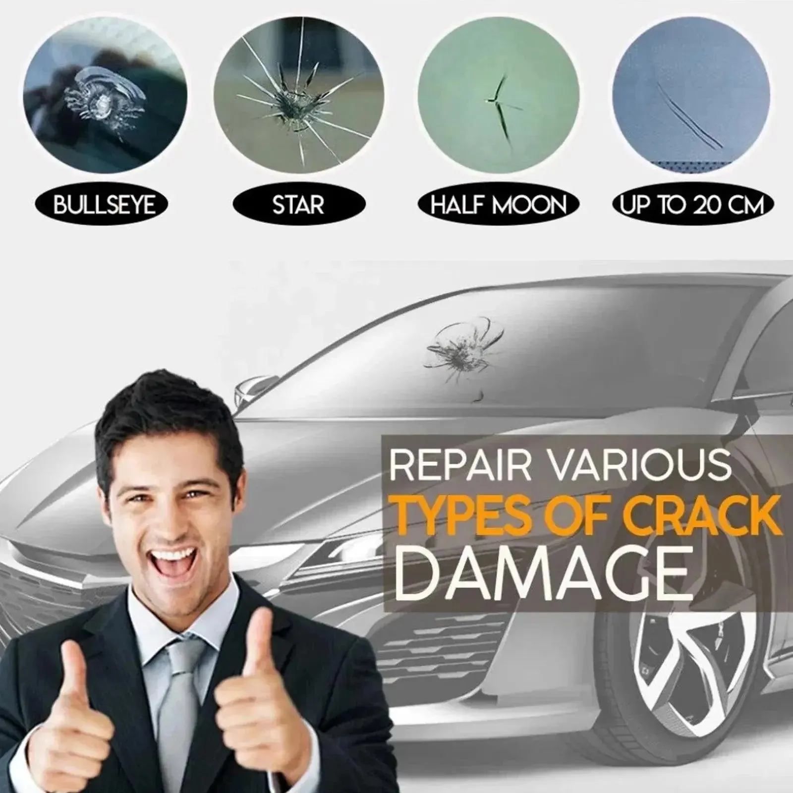 5Pcs Automotive Glass Nano Repair Fluid Kit Cracked Car Windshield Repair Kit Resin Windscreen Tool for Fixing Chips, Cracks, Bulls-Eye and Star-Shaped Crack