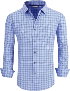 Alex Vando Mens Button Down Shirts Wrinkle Free 4-Way Stretch Print Business Casual Shirt