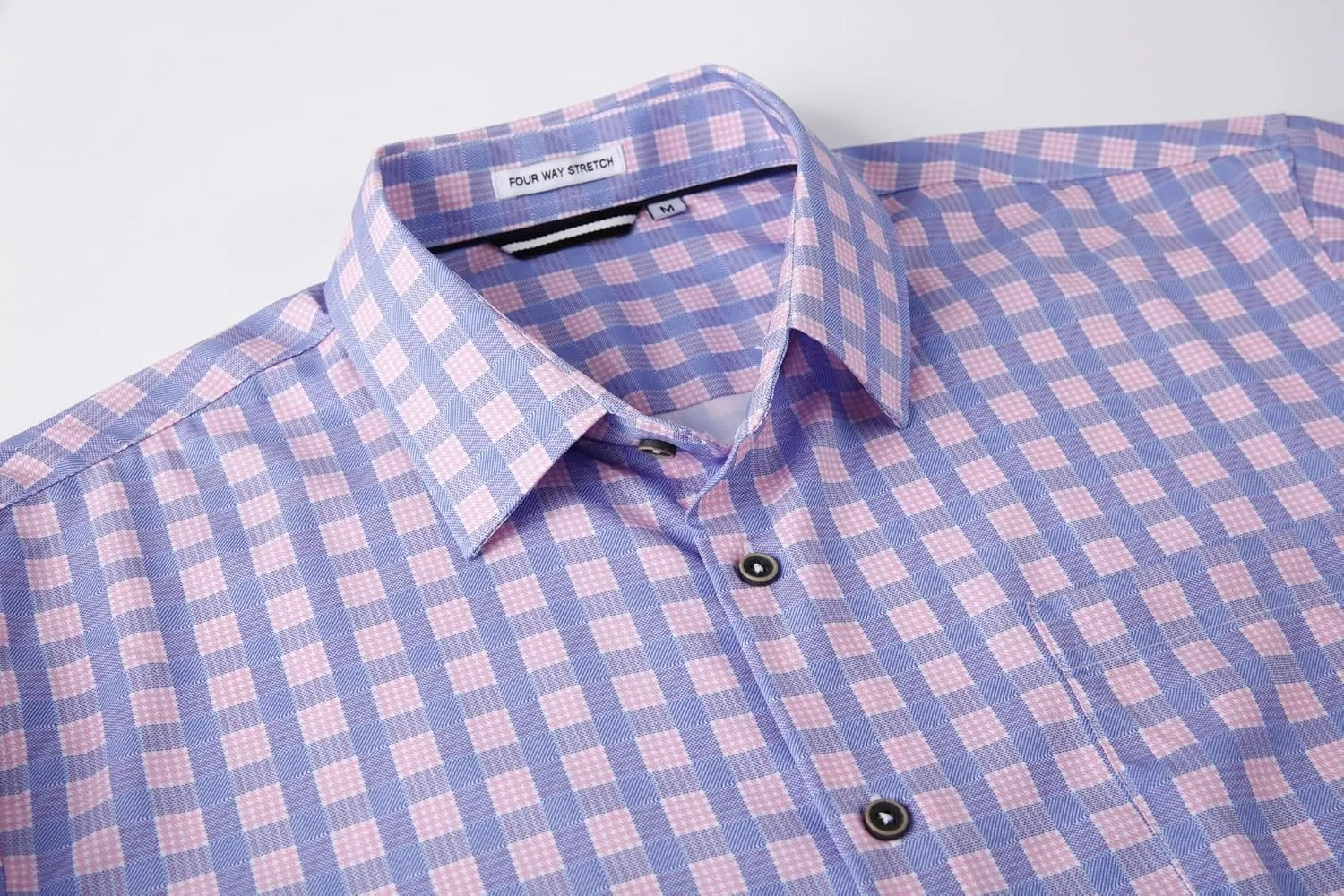 Alex Vando Mens Button Down Shirts Wrinkle Free 4-Way Stretch Print Business Casual Shirt