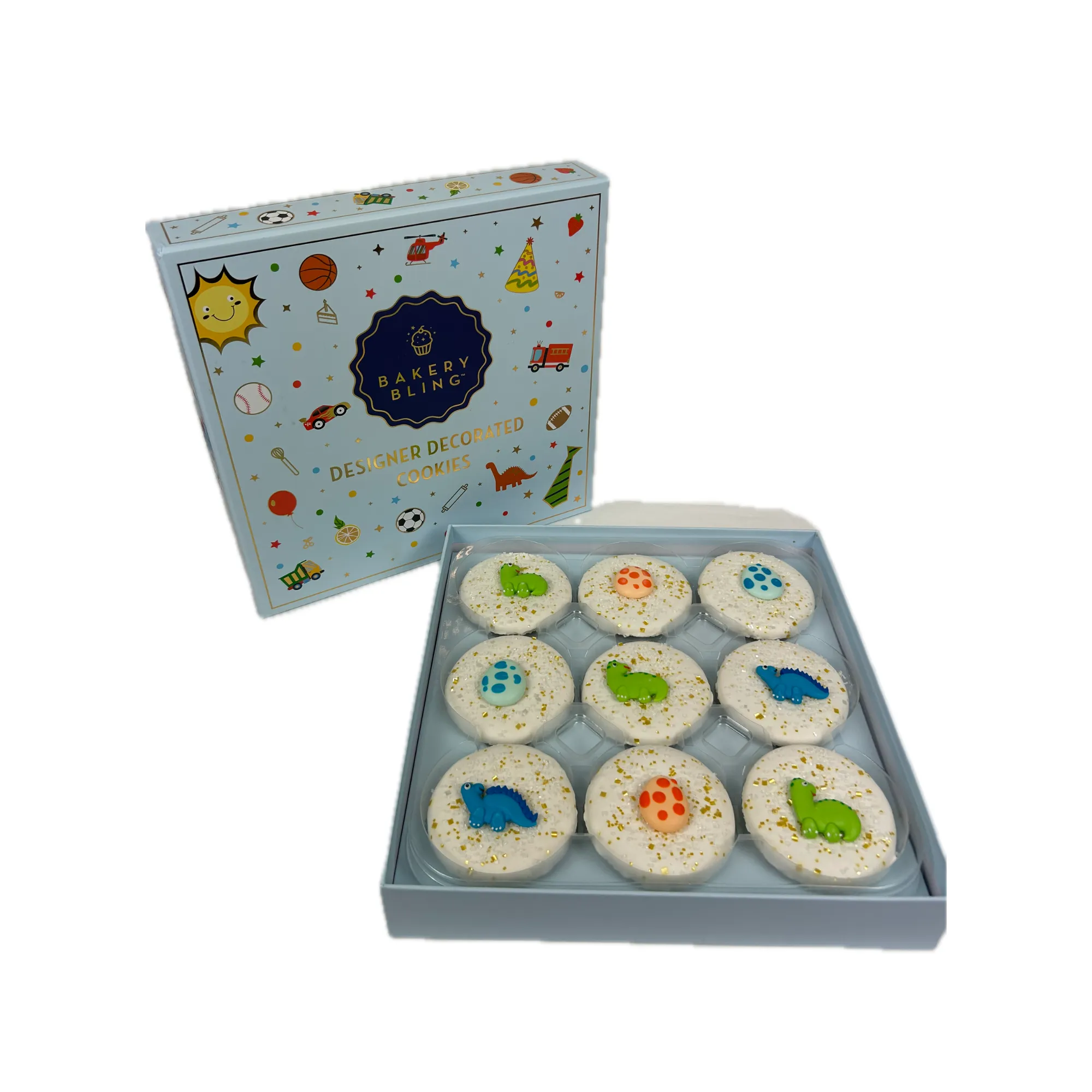 Blue Dinosaur Designer Decorated Cookies