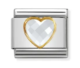 Classic Cubic Zirconia Faceted White Heart Charm