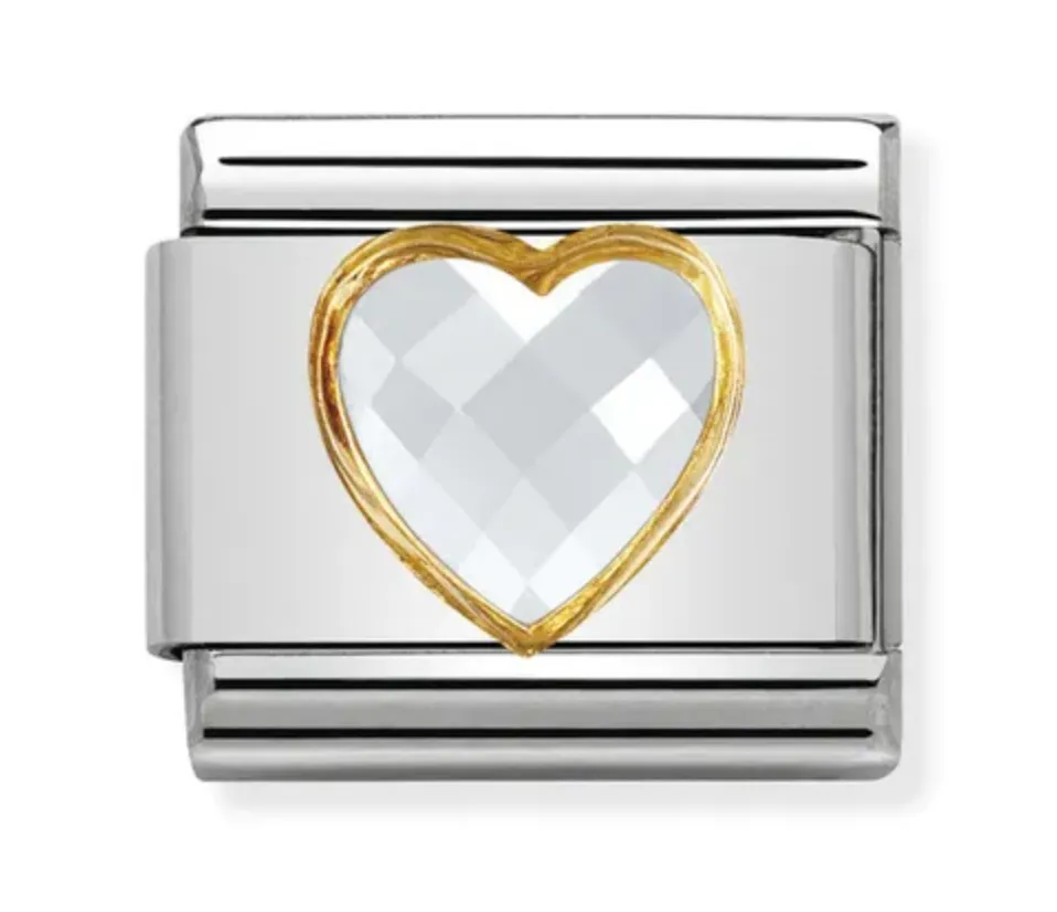 Classic Cubic Zirconia Faceted White Heart Charm