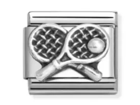 CLASSIC OXIDISED, SYMBOLS, STEEL, AND 925 SILVER TENNIS RACKET