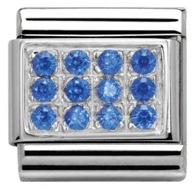 Classic PAVE,S/Steel,CZ 925 silver Light blue   330307/05