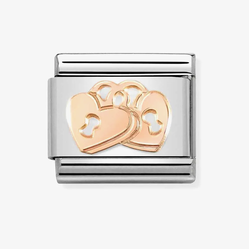 Classic St. steel, 9k rose gold Padlock Hearts  430104/39