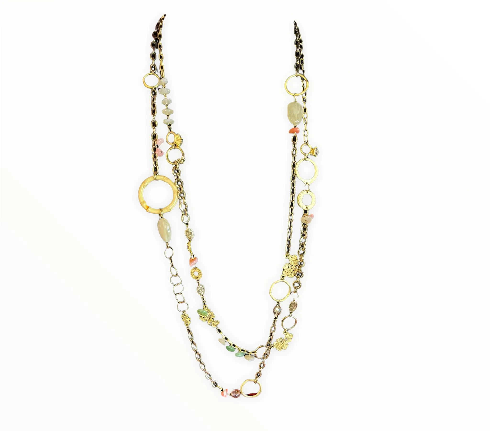 CRYSTAL PALE ROSE LONG NECKLACE