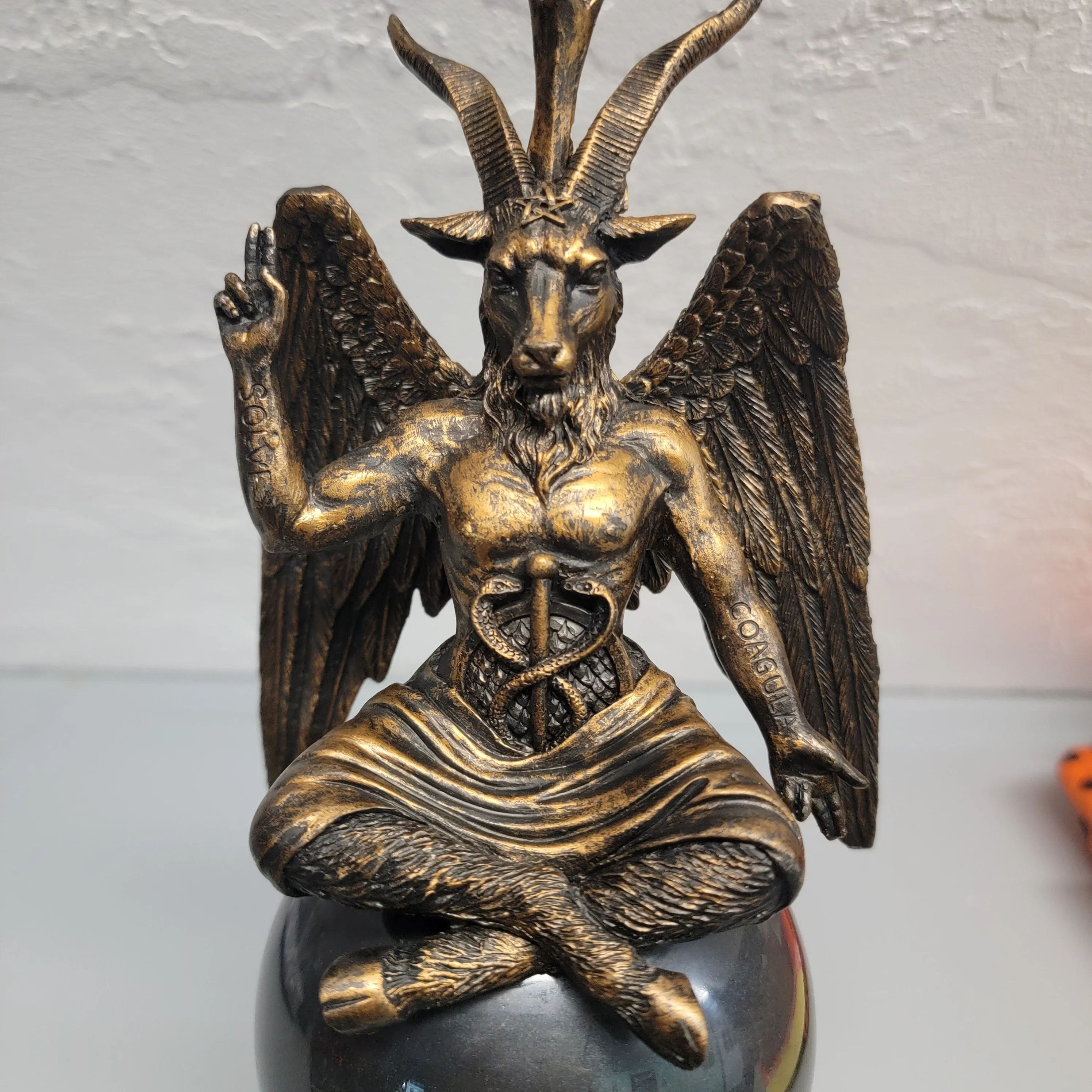 DEFECT DISCOUNT - Baphomet Black Storm Ball Statue