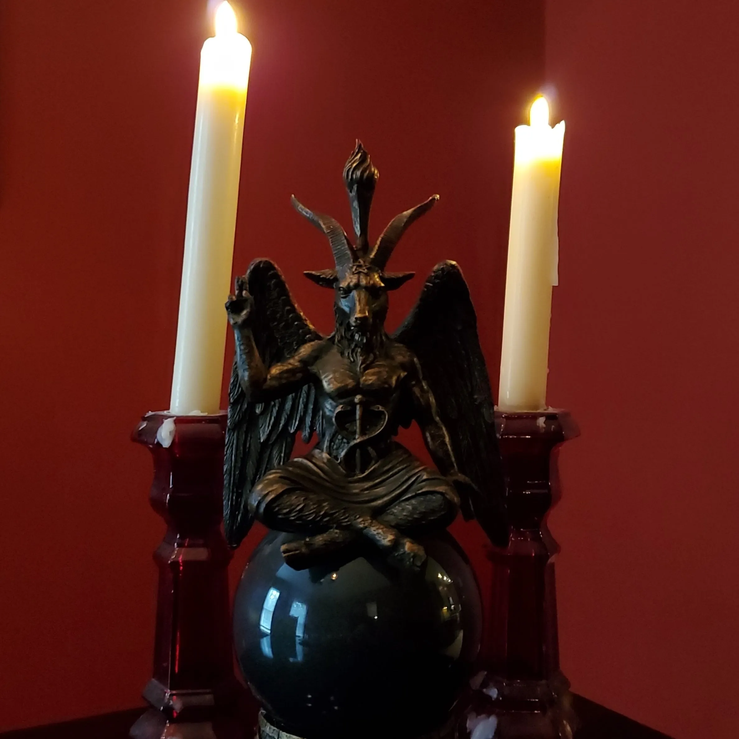 DEFECT DISCOUNT - Baphomet Black Storm Ball Statue