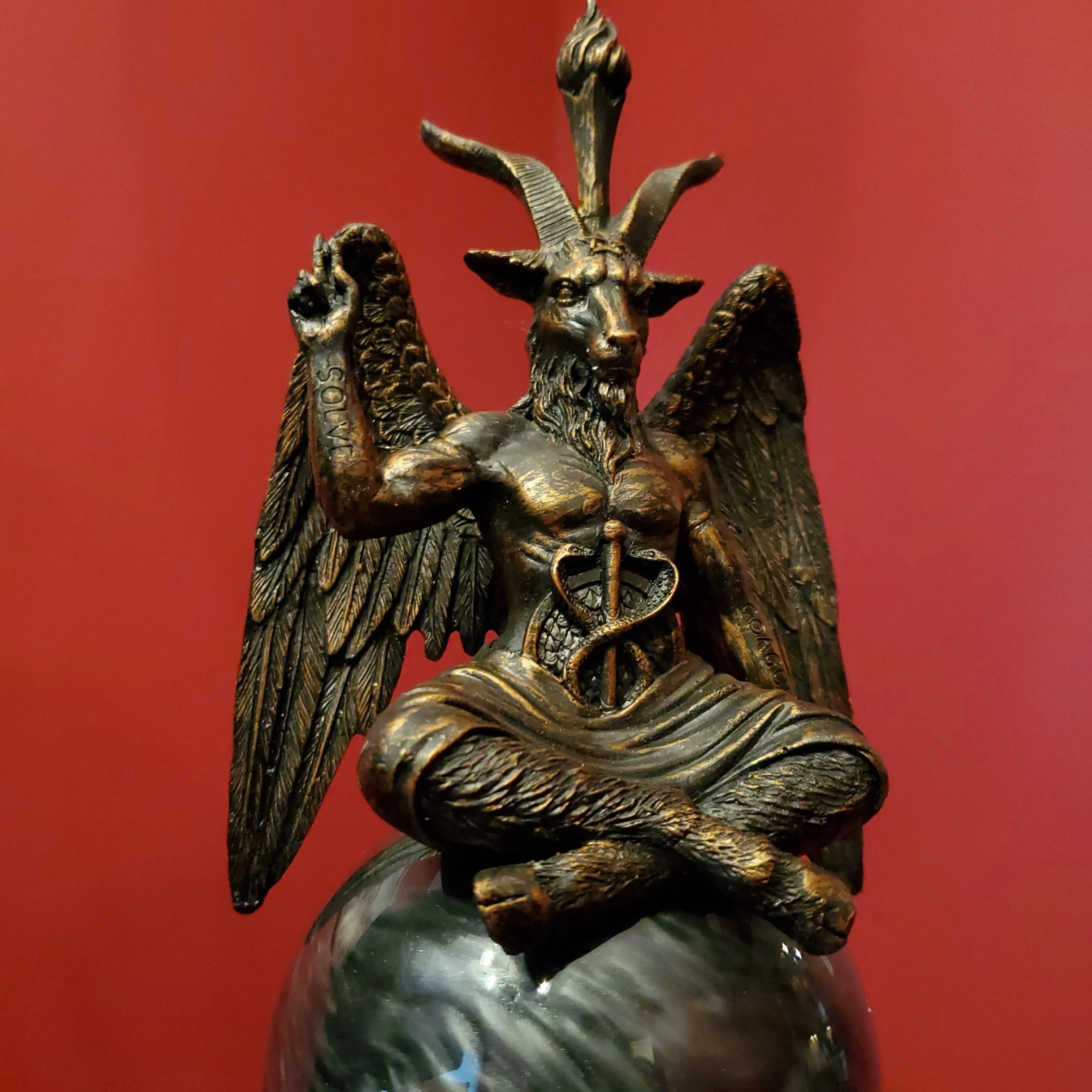 DEFECT DISCOUNT - Baphomet Black Storm Ball Statue