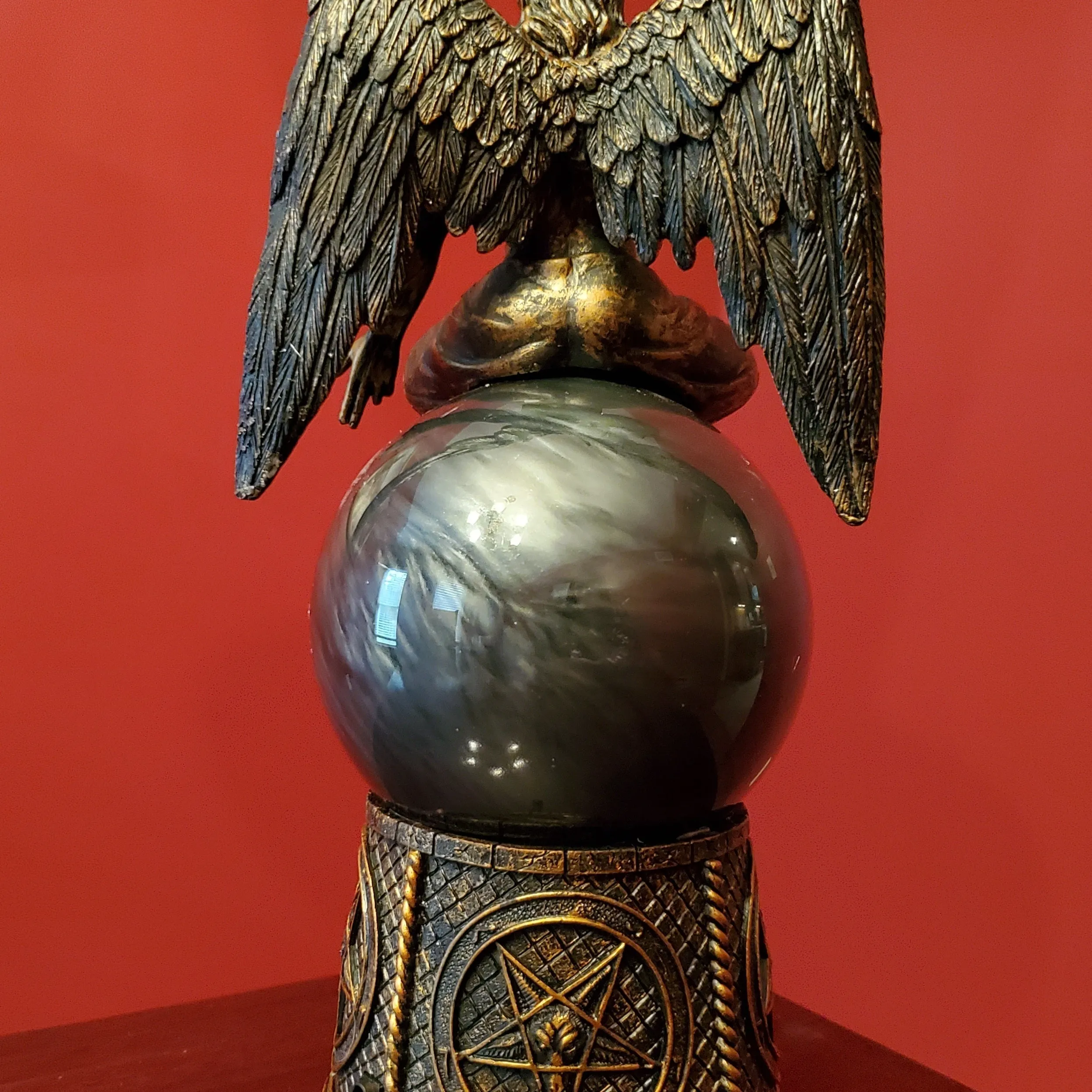 DEFECT DISCOUNT - Baphomet Black Storm Ball Statue