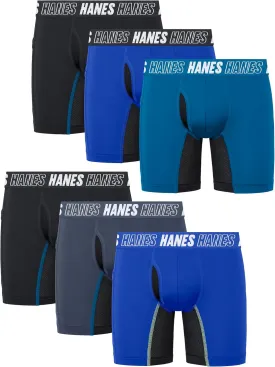 Hanes Moves Underwear, Anti-Chafe Boxer Briefs for Boys, 6-Pack