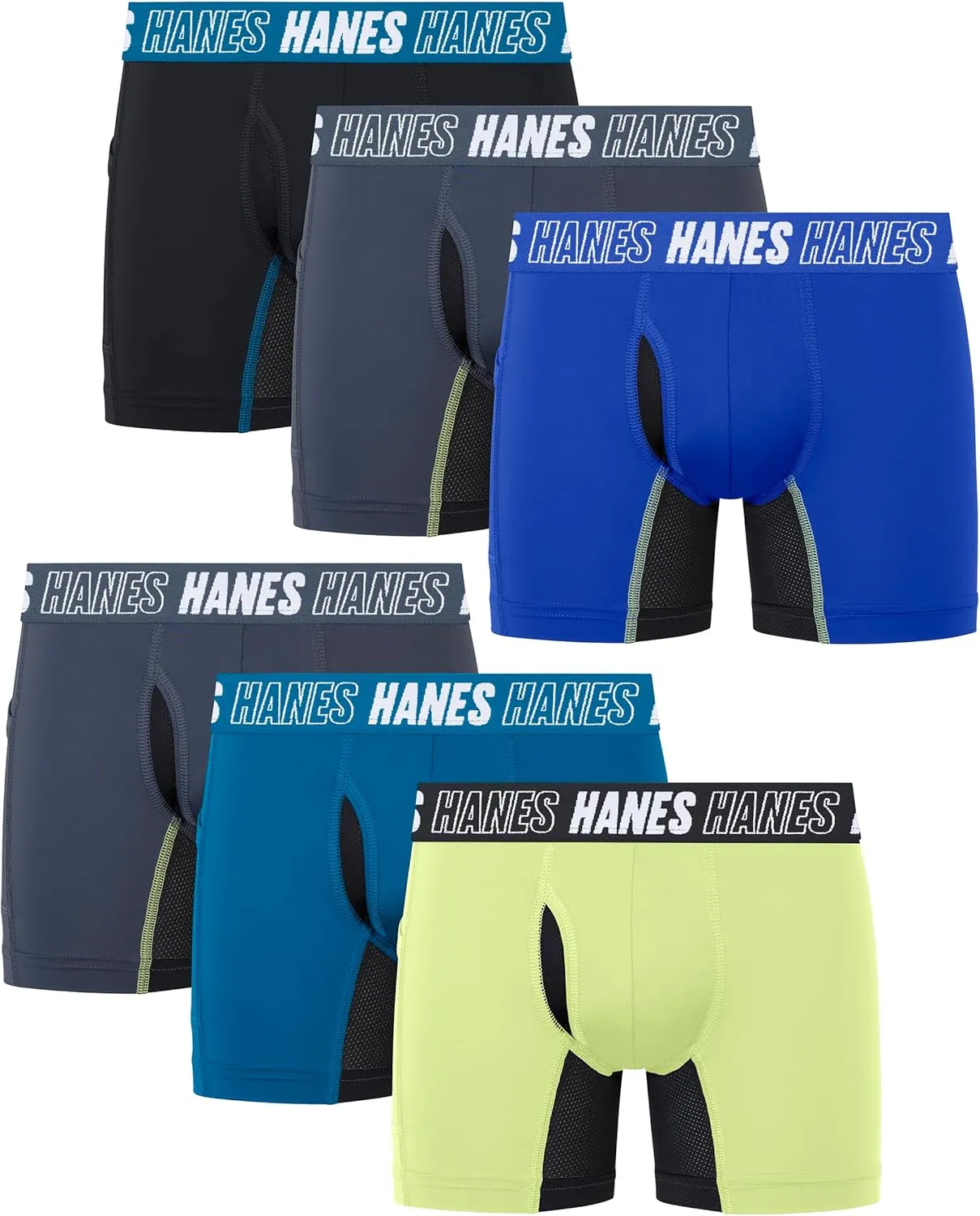 Hanes Moves Underwear, Anti-Chafe Boxer Briefs for Boys, 6-Pack