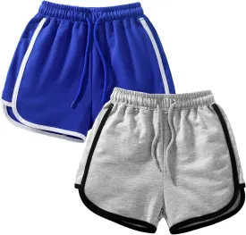 HILEELANG Toddler Boys' Shorts 3-Pack Summer Cotton French Terry Solid Adjust Pocket Shorts 12M-7Y