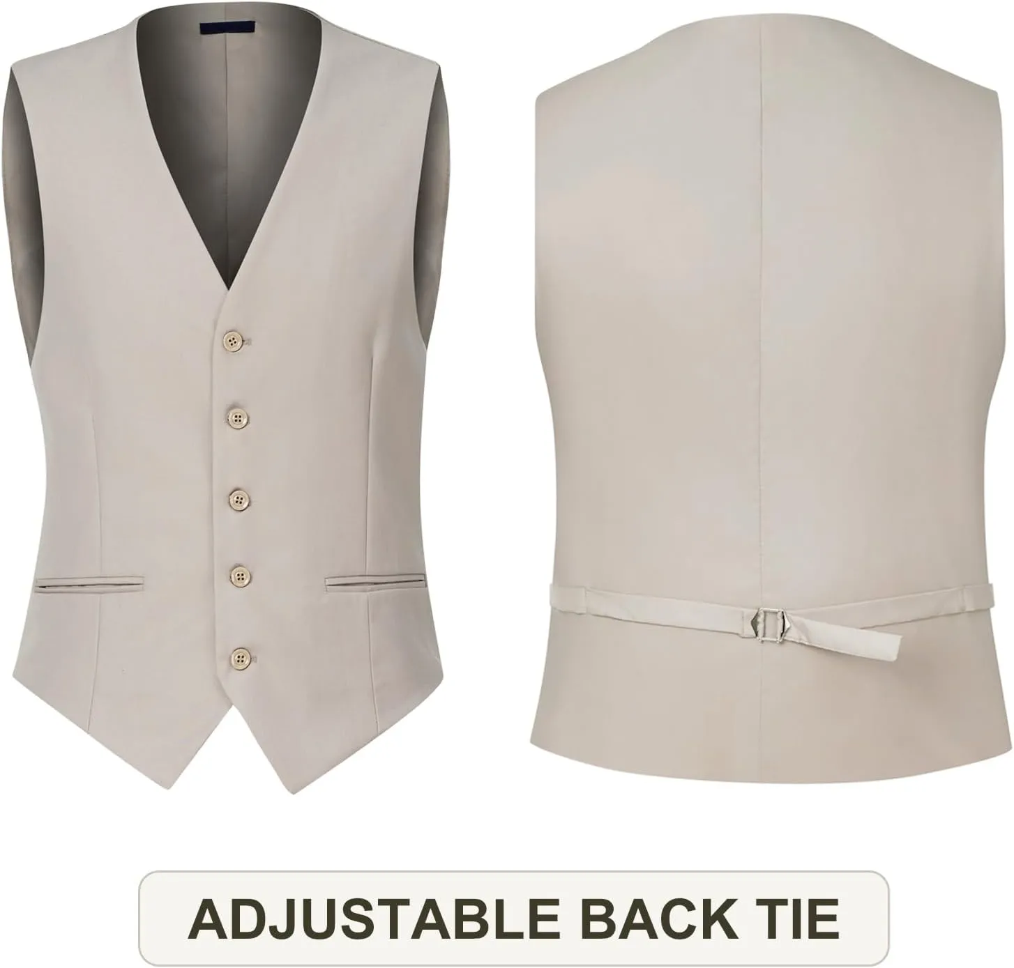 Men's Slim Fit 3 Piece Suit Set, Two Button Solid Blazer Jacket with Multi-Functional Pockets for Business/Party