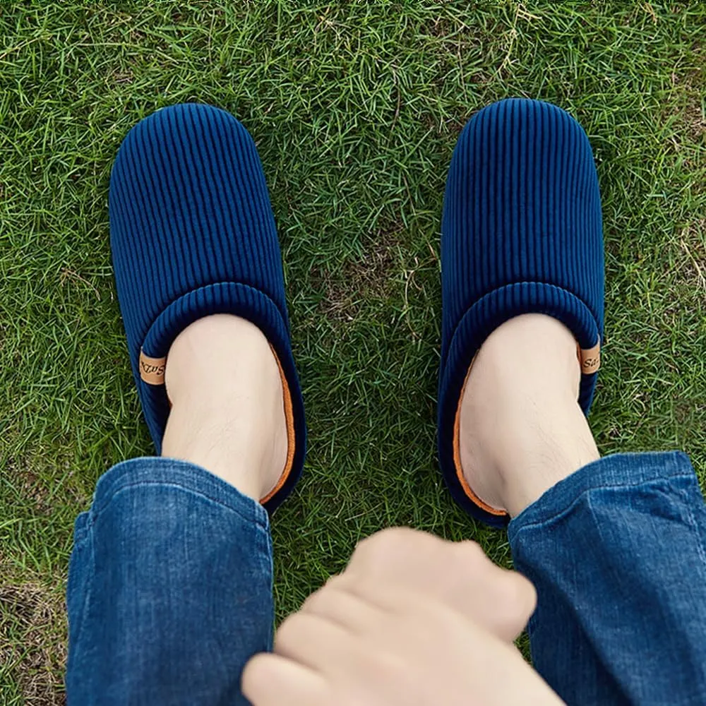 Men's Two-Tone Slippers with Arch Support Slip-On Warm House Shoes Cozy Memory Foam Indoor/Outdoor Breathable Slipper