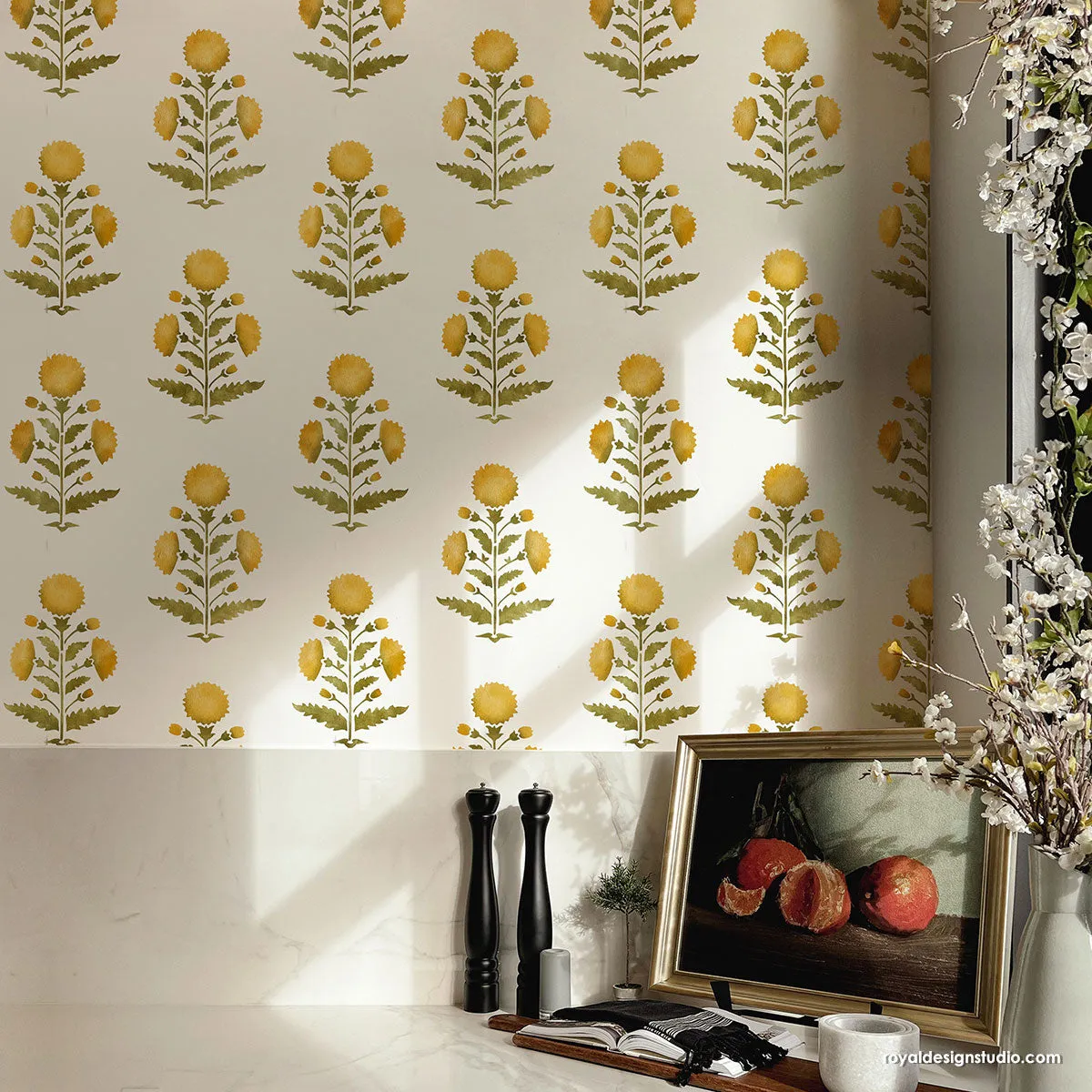 Nadia Block Print Wall Stencil