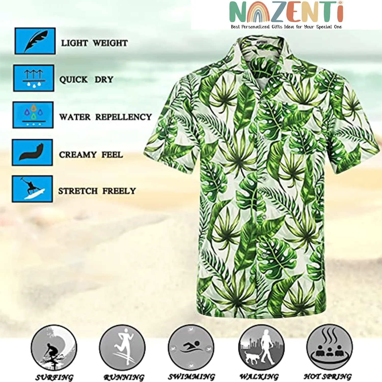 NAZENTI Personalized Hawaiian Shirt - Custom Face Shirt, Hawaiian Picture Shirts, Funny Hawaiian T-Shirt for Men Women 11