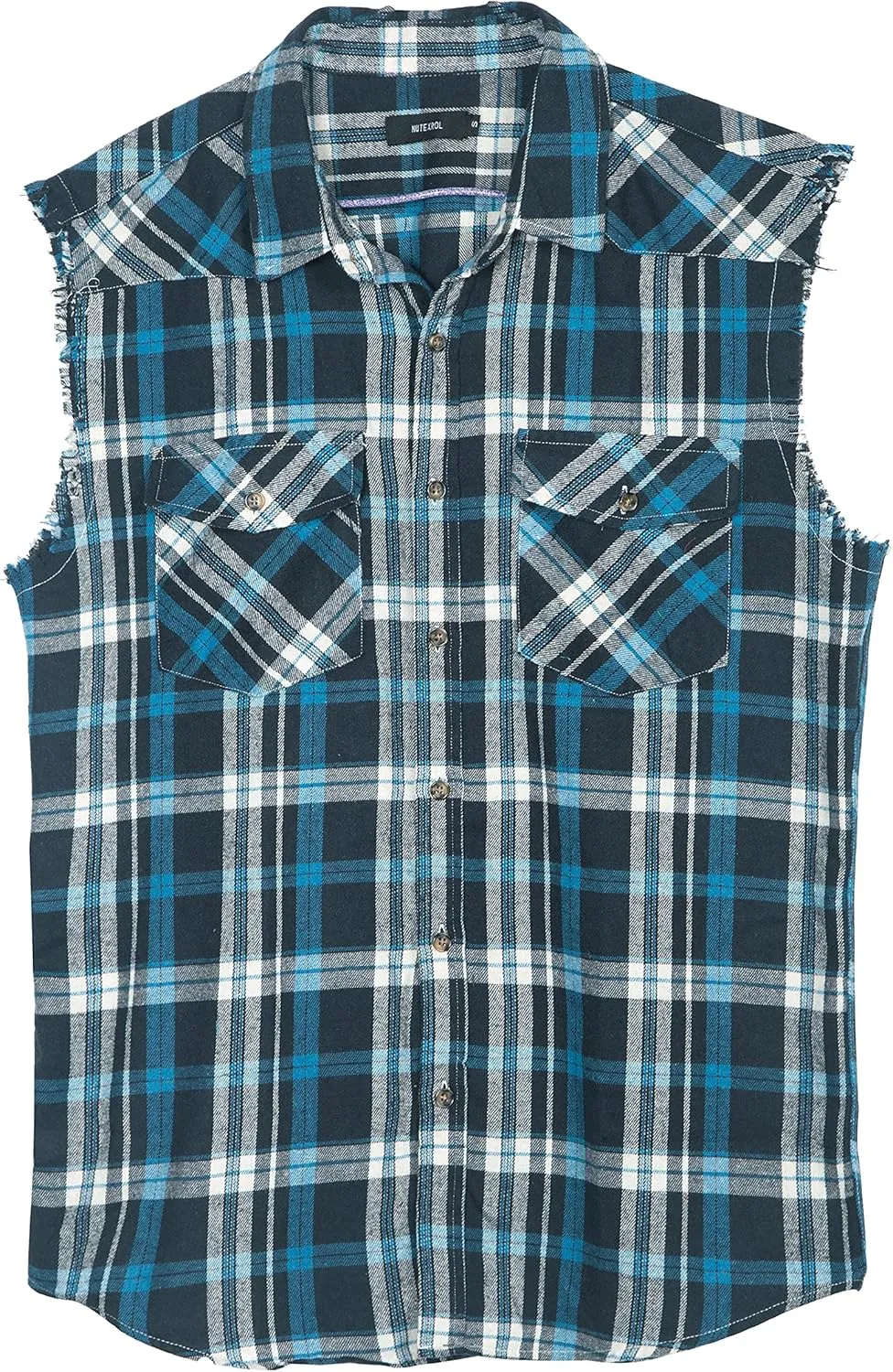 NUTEXROL Men's Casual Flannel Plaid Shirt Sleeveless Plus Size Vest
