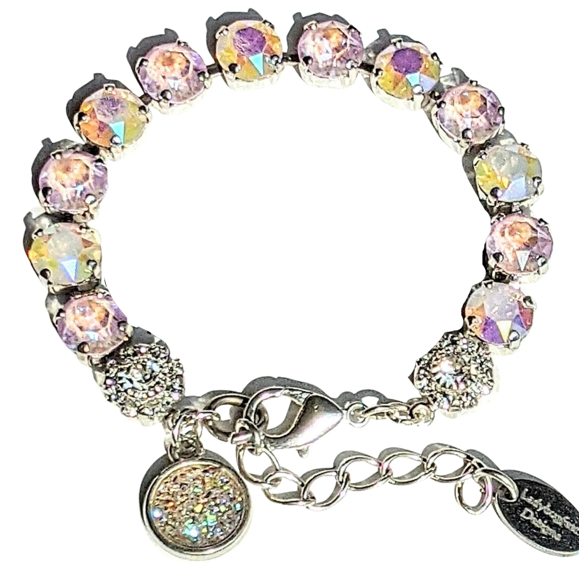 Pink Lavender Faceted Crystal Druzy Dangle Bracelet