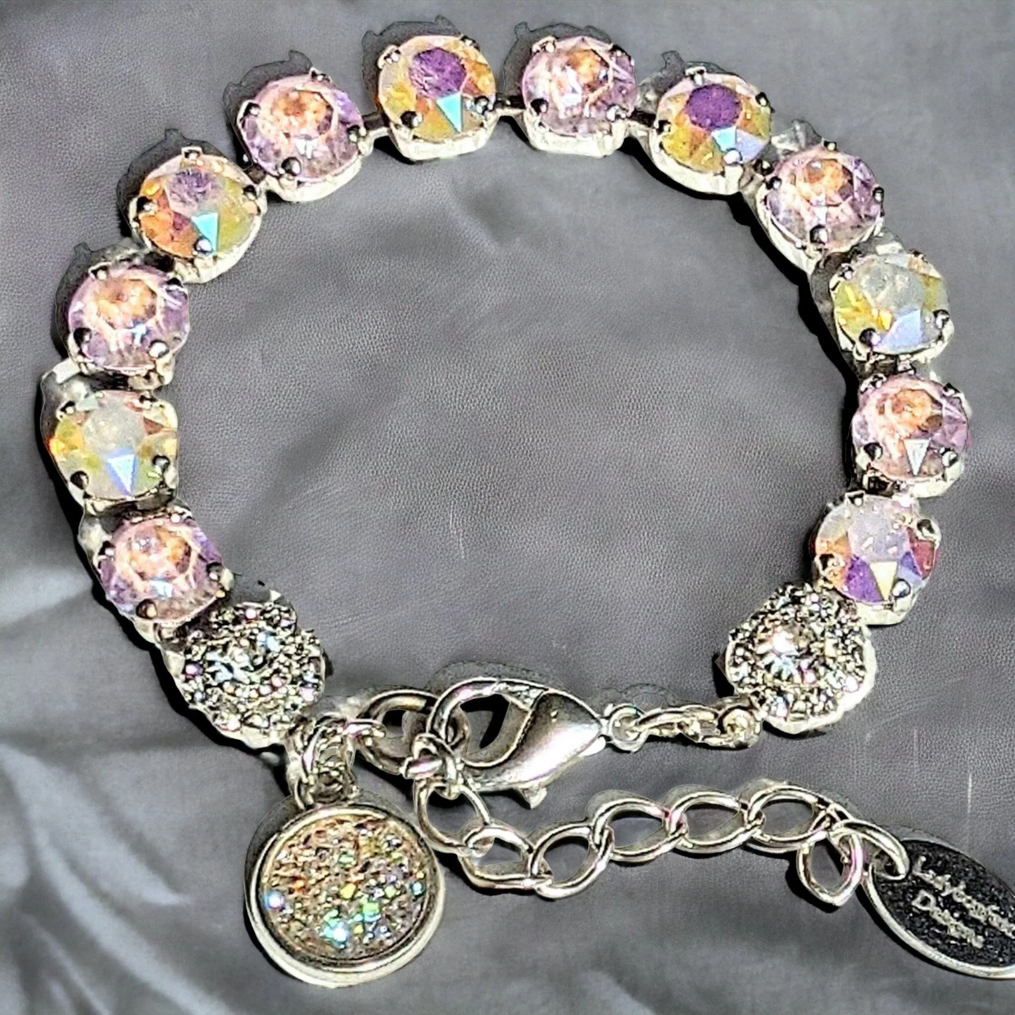 Pink Lavender Faceted Crystal Druzy Dangle Bracelet