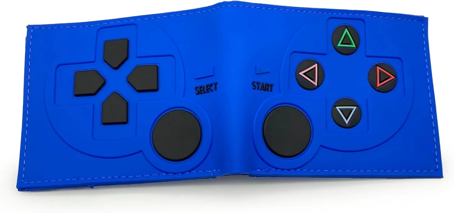 Retro Gamepad-Inspired Boys Wallet - Silicone Surface Material with Classic Game Gamepad Design, Multiple Card Slots and Coin Pocket - Video Game Kids Wallet in Blue (2)