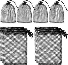 Sliverdew 10PCS Small Mesh Bags Drawstring Black Mesh Drawstring Bag Mini Nylon Net Bags with Drawstrings Small Travel Stuff Bags 6 x 4 inch