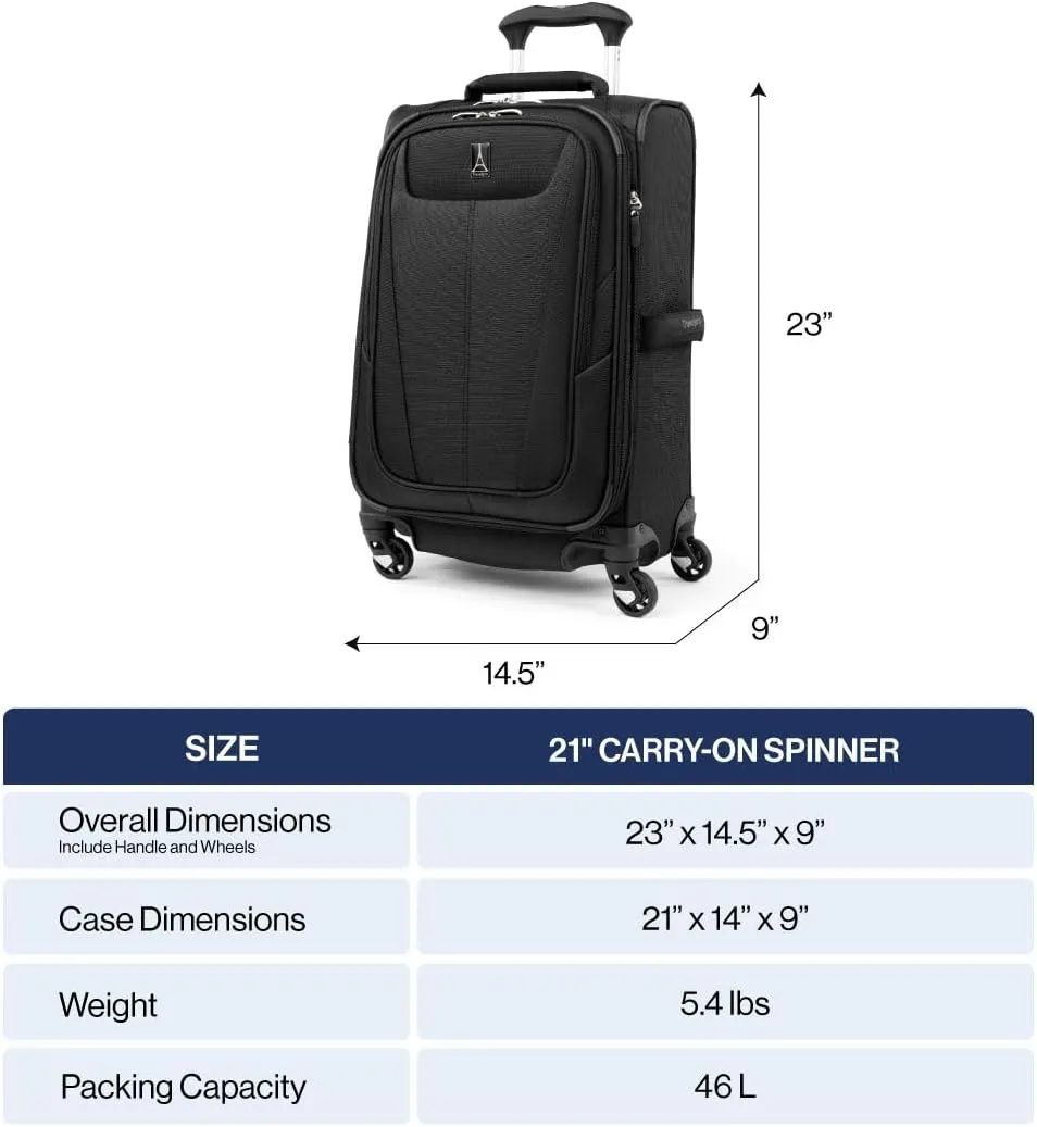 Travelpro Maxlite 5 Softside Expandable Luggage with 4 Spinner Wheels, Lightweight Suitcase, Men and Women, Forest Green, Carry-on 21-Inch