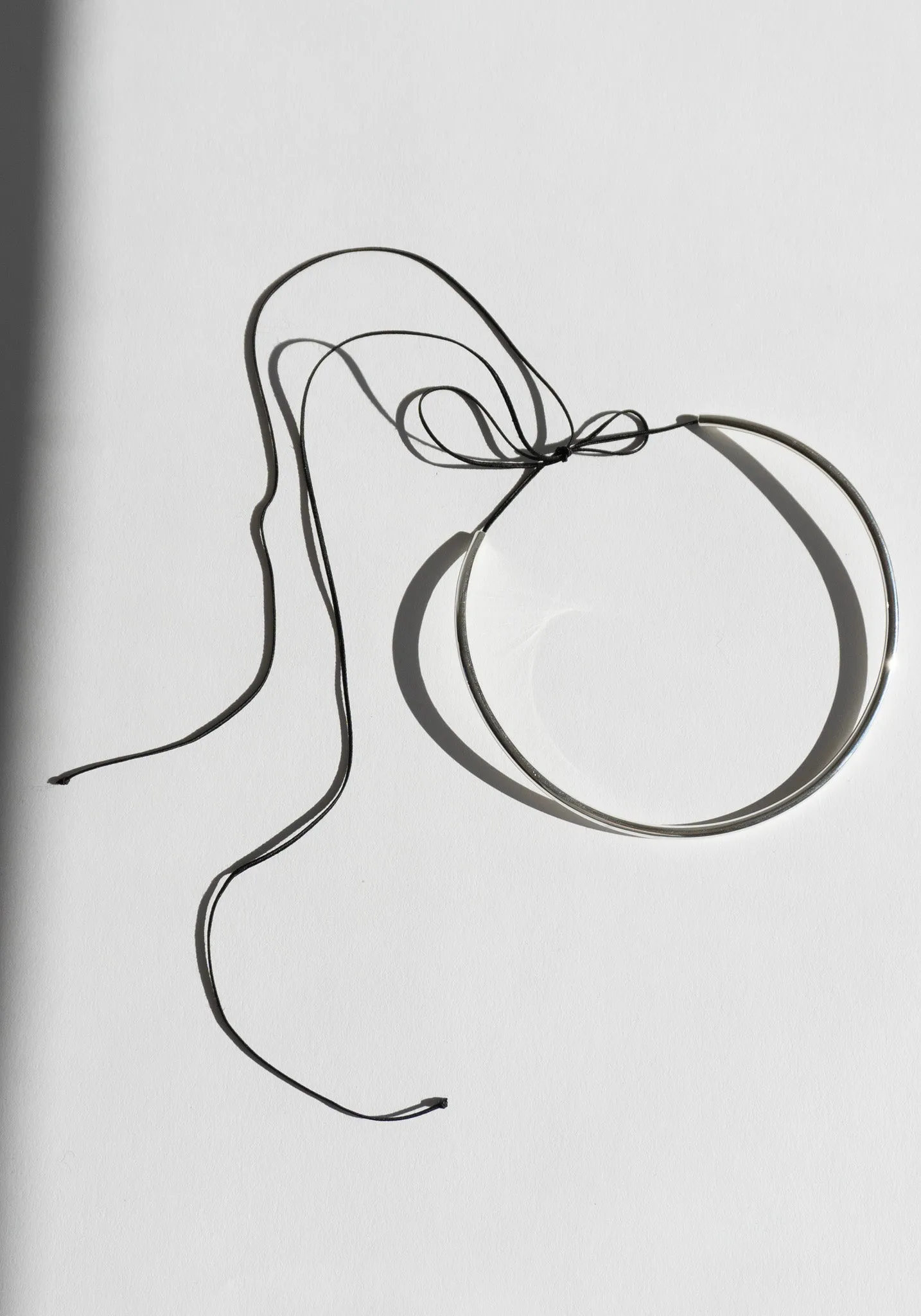 Tube Collar with String in Silver