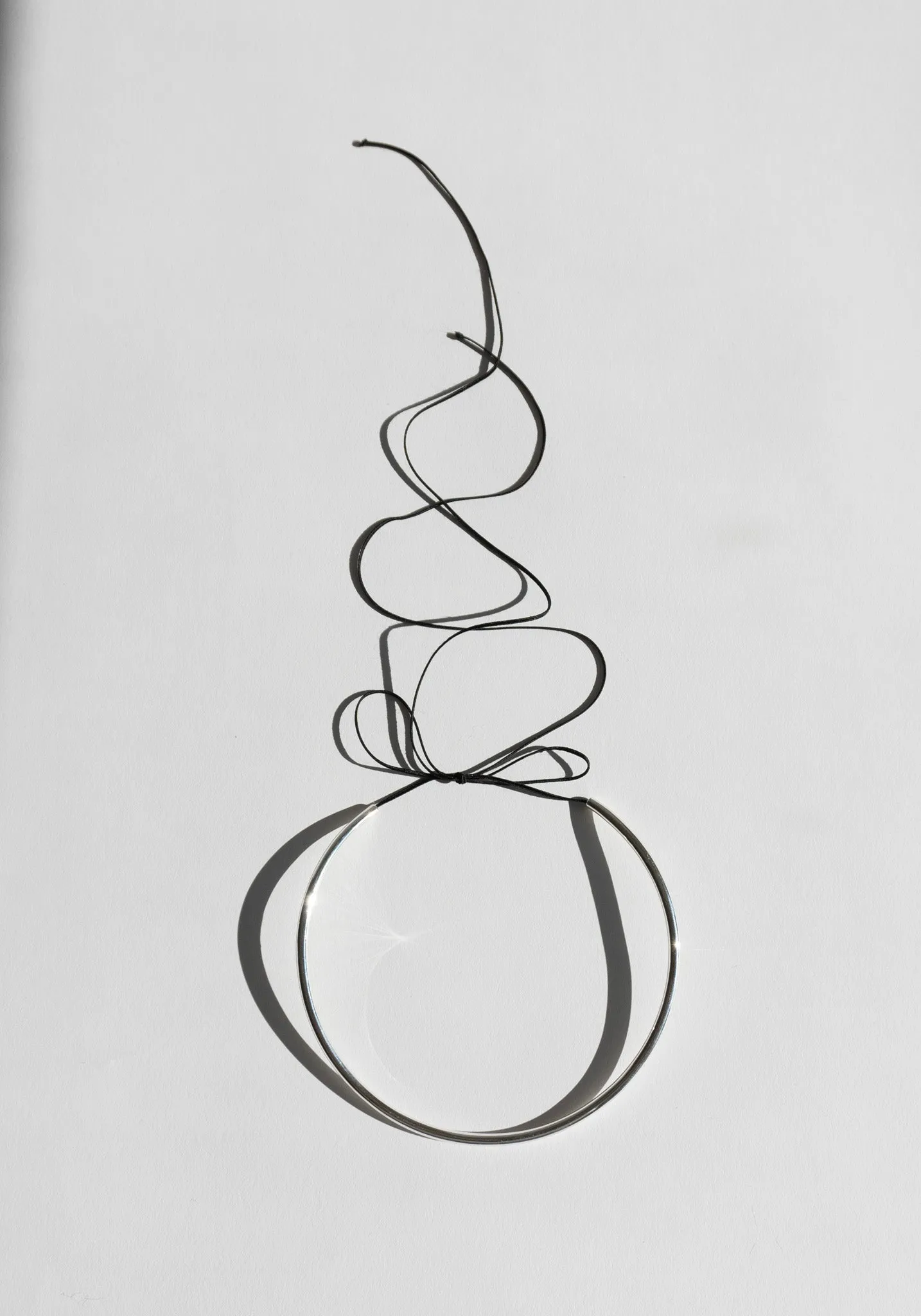 Tube Collar with String in Silver