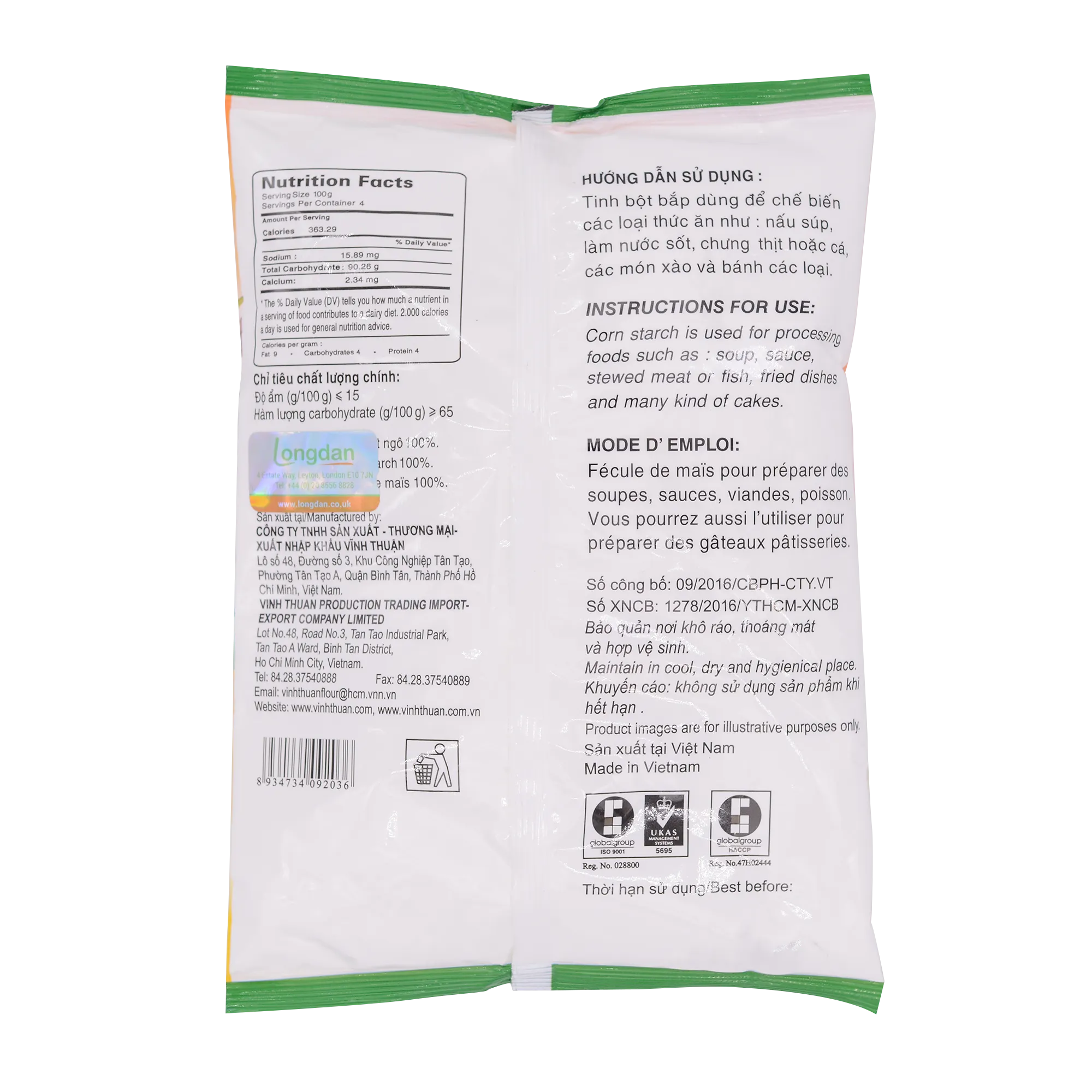 Vinh Thuan Corn Starch 400g